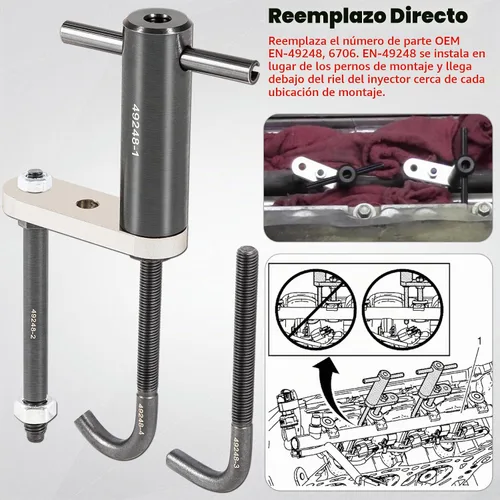 Vista 4 de EN-49248 Herramienta de extracción de montaje de riel de inyector de combustible Herramienta de inyección directa 6706 se adapta a motores