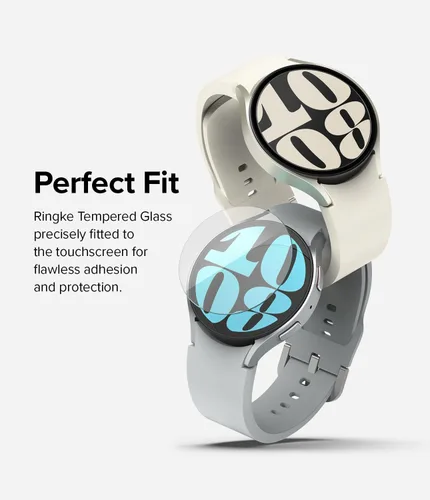 Vista 4 de Ringke Paquete de 4 protectores de pantalla compatibles con Samsung Galaxy Watch 6 (1.732 pulgadas), vidrio templado protector de dureza 9H