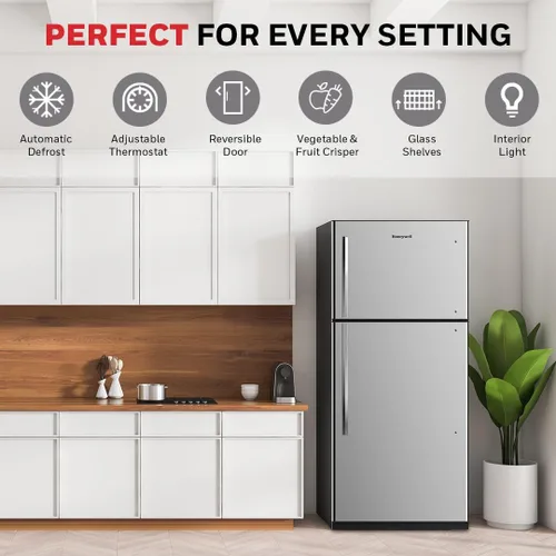 Vista 2 de Honeywell Refrigerador congelador superior H18TFW, blanco