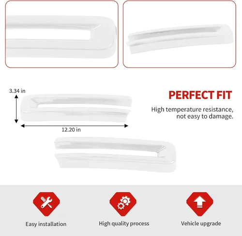 Vista 3 de Jimen Compatible con Dodge Ram 2018-2025, 2 piezas de cubierta de rejilla delantera accesorios exteriores (blanco)