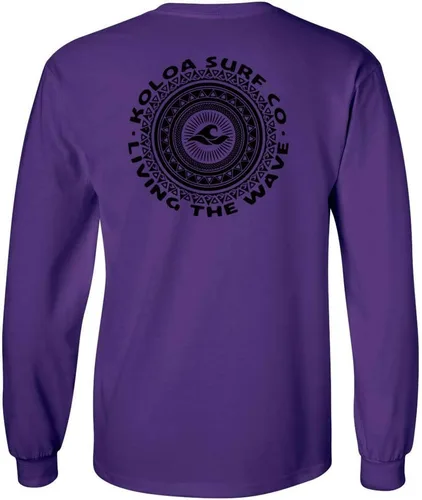 Vista 19 de Koloa Surf - Camiseta de algodón de manga larga con logotipo de círculo tribal para hombre, talla regular, grande y alta Azul acuático/logotipo