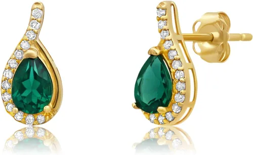 Vista 14 de 14K Yellow or White Gold 6x4mm Gemstone Pear Shape Drop Stud Earrings Azul zafiro creado
