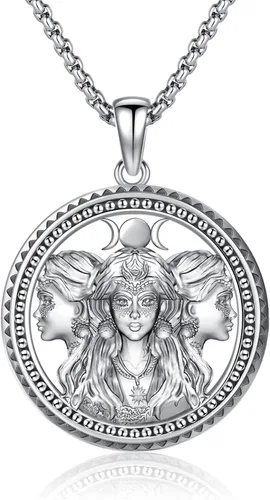 Vista 35 de Joyería Mágica para Mujeres y Hombres Nudo de Bruja Plata 925 Original Collar de Nudo de Bruja Tetragrammaton Hecate Collar Lilith Collar Pentagrama