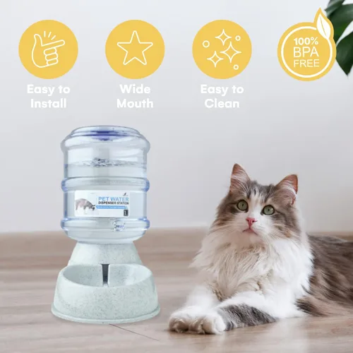 Vista 4 de NOA Dispensador automático de agua para mascotas Alimentador por gravedad para gatos y perros, estación dispensadora de riego, estación de agua
