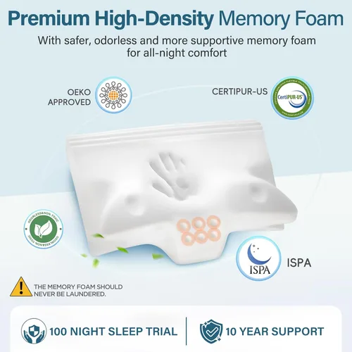 Vista 2 de Almohada cervical eficaz para aliviar el dolor para dormir, almohadas de espuma viscoelástica para apoyo del cuello, almohada lateral de contorno