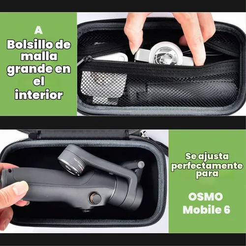 Vista 3 de ALKOO EVA Gimbal Case para DJI Osmo Mobile 8/7P/7 Main Compartment and Zippered Mesh Pocket for Extension Rod, Clamp and Tripod, Travel and