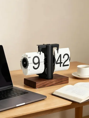 Vista 11 de Reloj retro con tapa, reloj de escritorio con pilas, reloj de mesa abatible de 12 horas, reloj mecánico retro abatible de gran número con base