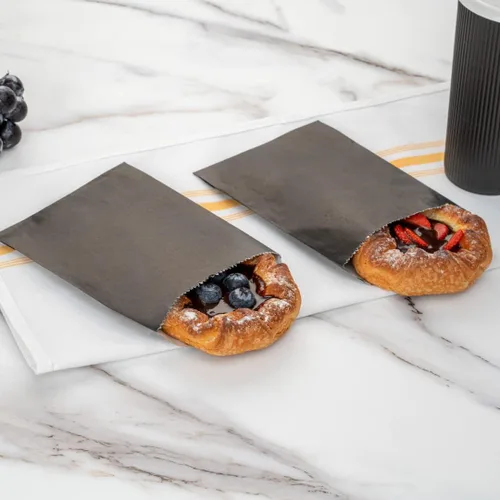 Vista 8 de Restaurantware Bag Tek - Bolsas de sándwich de 7 x 5 pulgadas, 100 bolsas de panadería a prueba de grasa, desechables para microondas, papel negro