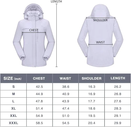 Vista 7 de CAMEL CROWN - Chamarra de esquí para mujer, impermeable, con capucha desmontable, rompevientos, forro polar, parka para lluvia