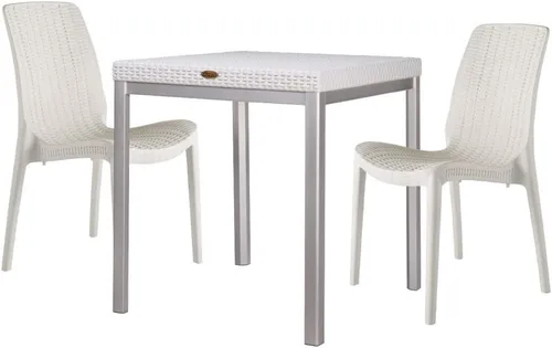 Vista 11 de Lagoon Russ - Juego de mesa de comedor de ratán con una mesa y dos sillas, color negro