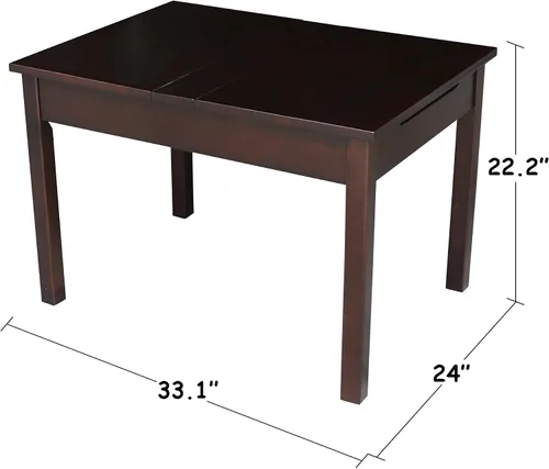 Vista 2 de IC International Concepts Mesa juvenil con tapa elevable, almacenamiento oculto, construcción de madera duradera, ideal para salas
