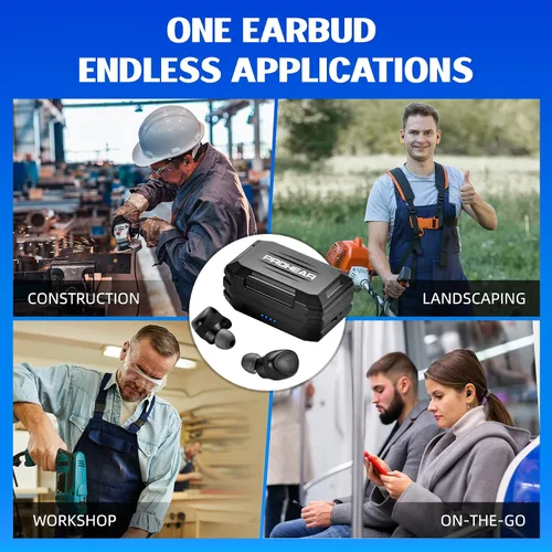 Vista 7 de PROHEAR EP03 - Auriculares Bluetooth de Protección Auditiva - OSHA 25dB NRR, Verdaderamente Inalámbricos, Resistente con 2 Micrófonos ENC