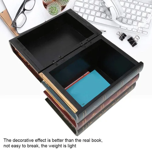 Vista 2 de Caja fuerte para libros, libro falso decorativo de estilo europeo, libros falsos decorativos ahuecados, caja con compartimento para almacenamiento