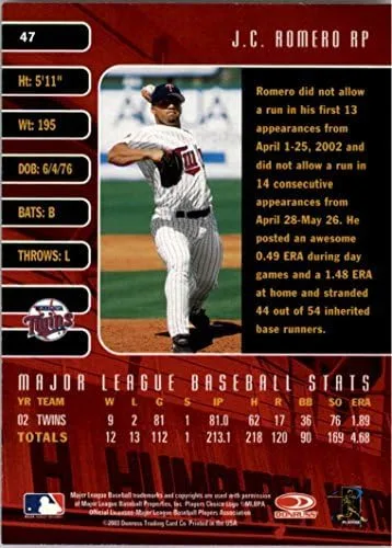 Vista 2 de 2003 Studio #47 J.C. Romero MLB Béisbol Trading Card