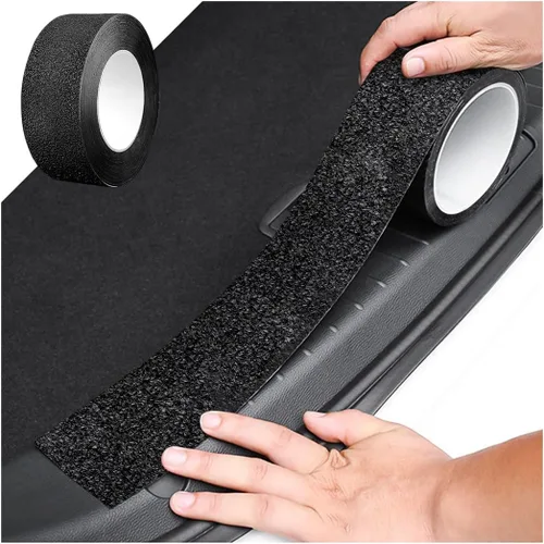 Vista 9 de Película protectora de umbral de puerta de automóvil PEVA de 1.97 x 196.8 pulgadas, color negro textured grip surface, cut-to-fit design