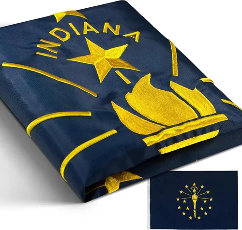 Vista 9 de Anley Fly Breeze - Bandera del estado de Indiana de 3 x 5 pies, color vivo y a prueba de decoloración, cabecera de lona y doble costura, banderas
