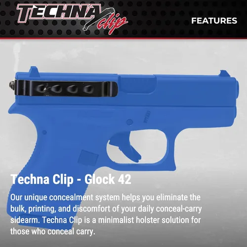 Vista 2 de Techna Clip Concealment System for Glock Models - Durable High-Carbon Spring Steel Gun Clip w/Teflon Coat 1500 - Ambi, Easy-to-Install Gun Holster