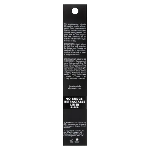Vista 8 de e.l.f. Delineador de ojos retráctil No Budge, cremoso, ultra pigmentado e impermeable, crea líneas atrevidas y definidas, vegano y libre de Negro