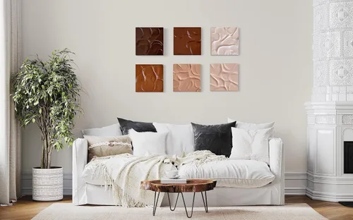 Vista 5 de Chocolate Chunks 3D Plaster Relief Wall Sculpture Tiles Acrylic, MDF Wood, Mixed Media,Abstract, Modern Design, Mix and Match (Dark Chocolate)