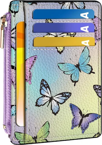 Vista 8 de Tipmile Tarjetero compacto para tarjetas de crédito con ventana de identificación para mujer, delgada y minimalista, bolsillo frontal, cartera