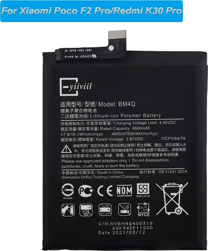 Vista 2 de Batería de repuesto BM4Q compatible con Xiaomi Poco F2 Pro con kit de herramientas de reparación