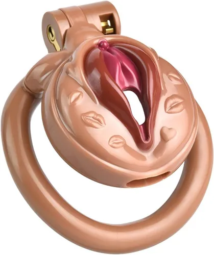 Vista 9 de Heuceo Jaula de castidad negativa invertida para hombre con 4 anillos, cerradura plana de dispositivo de castidad para hombres pequeños, diseño