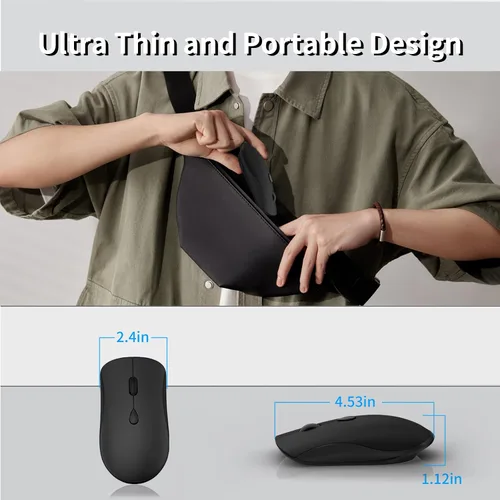 Vista 6 de Slim Silent 2.4G Ratón óptico inalámbrico, naranja Negro