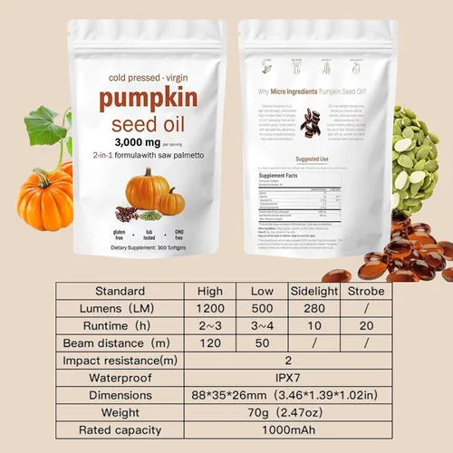 Vista 7 de Cápsulas de aceite de semilla de calabaza con palma enana