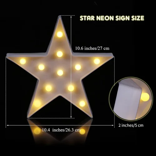 Vista 2 de Tarpop 2 piezas de luz nocturna de plástico con forma de estrella, funciona con pilas, luz LED de marquesina, lámpara de pared para sala de cine