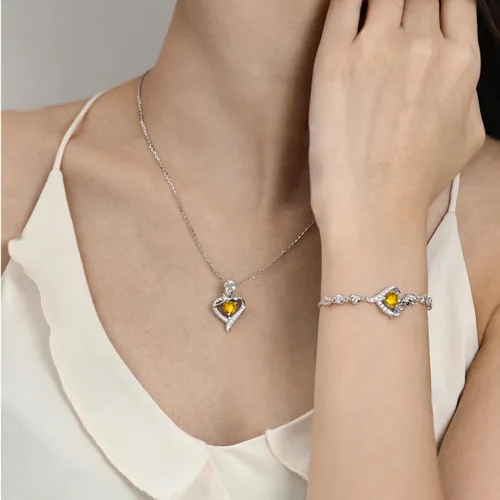 Vista 2 de AGVANA Birthstone Bracelet Christmas Gifts for Women Sterling Silver Genuine or Created Gemstone Tennis Bracelet Rose Flower Heart Jewelry