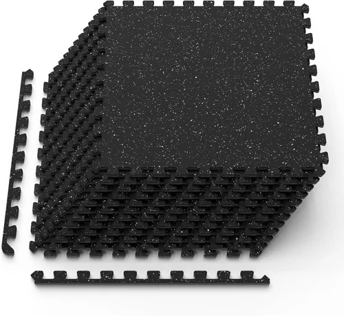 Vista 9 de ProsourceFit Tapete de Ejercicio de Rompecabezas con Superficie de Goma de ½ pulgada, 24 pies cuadrados (PIES²), 6 baldosas, baldosas entrelazadas