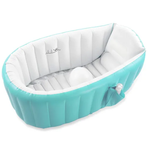Vista 7 de Bañera inflable para bebé con bomba de aire, bañera para bebé, bañera para niños pequeños, lavabo de ducha plegable para recién nacido, bañera