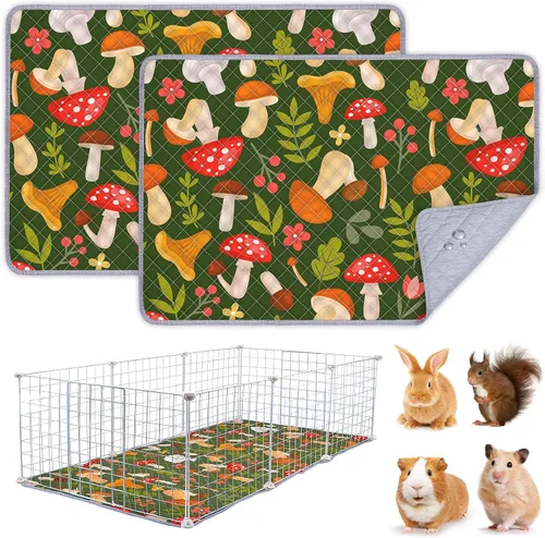Vista 17 de 2 paquetes de ropa de cama para conejillo de indias, forro lavable para jaula de conejillo de indias, tapete reutilizable para conejillo de indias