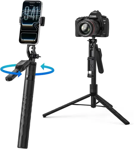 Vista 9 de ORICO Trípode de teléfono de 69 pulgadas, trípode para selfie stick para iPhone con control remoto inalámbrico, soporte giratorio de 360°