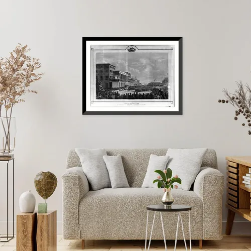 Vista 2 de Historic Framed Print, View of the procession in celebration of the admission of California, Oct. 19th, 1850. Crossing the Plaza of San