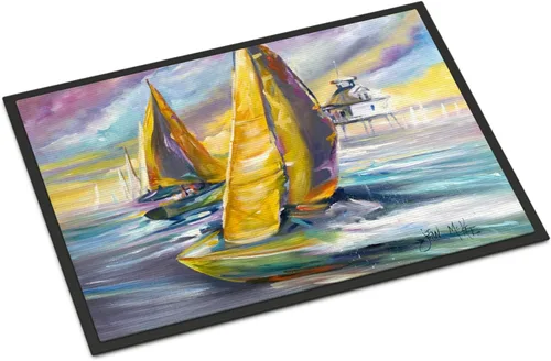 Vista 219 de Caroline's Treasures JMK1017JMAT - Tapete de caza de rana garza azul, 24 x 36 pulgadas, tapete para puerta delantera, interior y exterior
