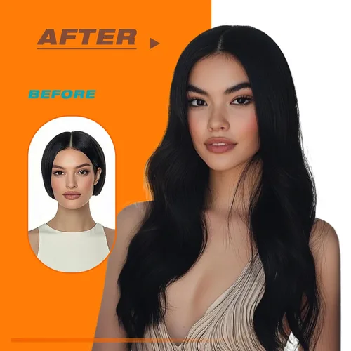 Vista 6 de Sunny Hair - Extensiones de cabello humano real para mujer, con cinta adhesiva invisible, Remy, color negro azabache, 12 pulgadas, 20 piezas