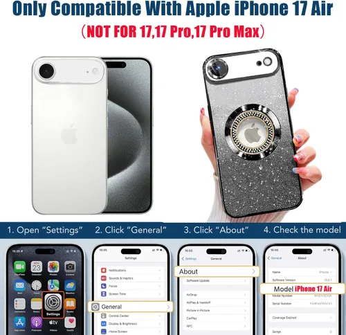 Vista 287 de Misscase Funda magnética con purpurina para iPhone 11 compatible con MagSafe, protección completa, delgada, a prueba de golpes, antiarañazos