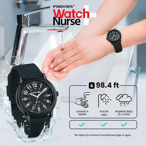 Vista 3 de PINDOWS Watches for Women, Easy Read Analog, Casual & Nurse Silicone Band