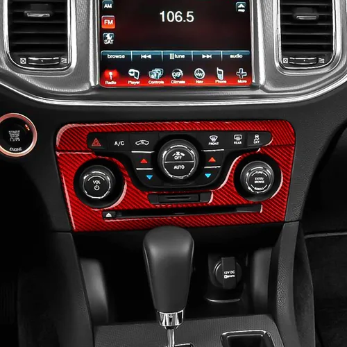 Vista 5 de Para 2011 2012 2013 2014 Dodge Charger Accesorios Consola central Aire Acondicionado Interruptor de Volumen Panel de Fibra de Carbono Pegatina