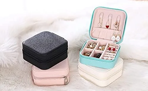 Vista 6 de TRODANCE Mini estuche de viaje para joyas, organizador de joyas de viaje pequeño, joyero portátil de viaje, mini organizador de almacenamiento, caja