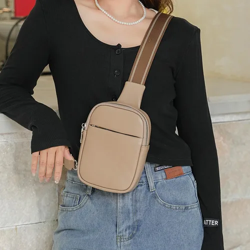 Vista 2 de Bolso bandolera pequeño, riñonera, cangurera, para teléfono celular, bolso de pecho, casual, mochila deportiva para mujeres y hombres