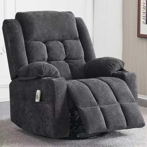 Vista 9 de Ketaiyou Silla reclinable giratoria eléctrica para adultos con masaje y calor, puertos USB y tipo C, posición infinita, sillón reclinable eléctrico