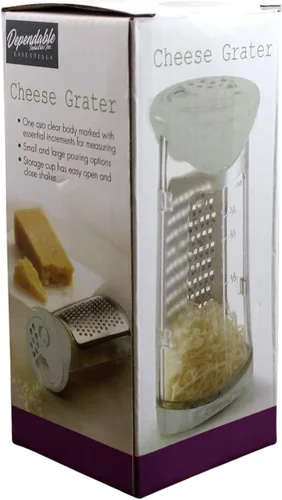 Vista 4 de Rallador de queso 2 en 1 y coctelera en uno con medidas, 1 taza de tamaño libre de BPA, coctelera de queso parmesano con hoja de acero inoxidable