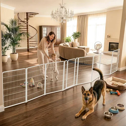 Vista 34 de FXW - Puerta para perro, extra ancha ajustable para aberturas de hasta 46 pulgadas, 24 pulgadas de alto Negro