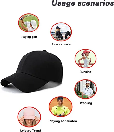 Vista 5 de AOSMI Paquete de 3 gorras de béisbol de algodón liso ajustable talla única que se adapta a la mayoría de gorras de bola de equipo en blanco