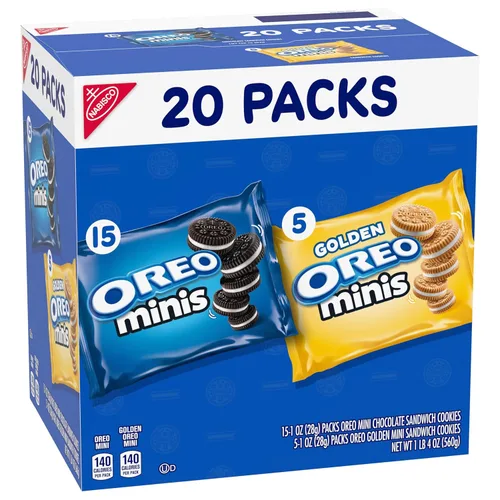 Vista 15 de OREO Paquete variado de galletas tipo sándwich Mini Mix, 20 paquetes de aperitivos