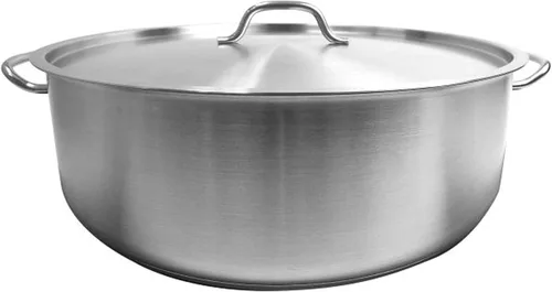 Vista 7 de TrueCraftware - Olla de acero inoxidable de 15 cuartos de galón con base encapsulada y cubierta - Olla de brasero de alta resistencia para sopa