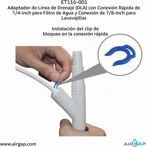 Vista 6 de Adaptador de línea de drenaje (DLA) con ajuste de conexión rápida de 1/4 pulgadas para un filtro de agua y ajuste de 7/8 pulgadas para un