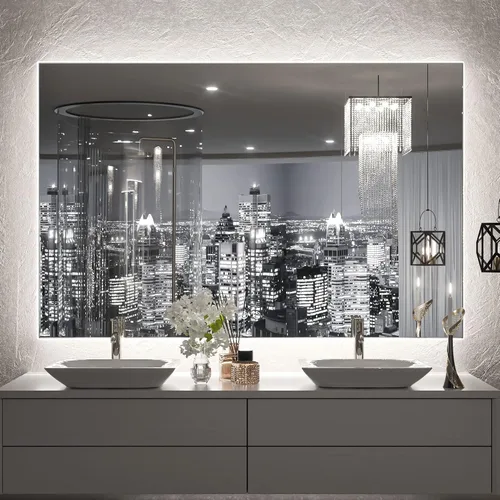 Vista 13 de TETOTE - Espejo retroiluminado para baño con luz, botón táctil regulable y función antivaho (horizontal o vertical)